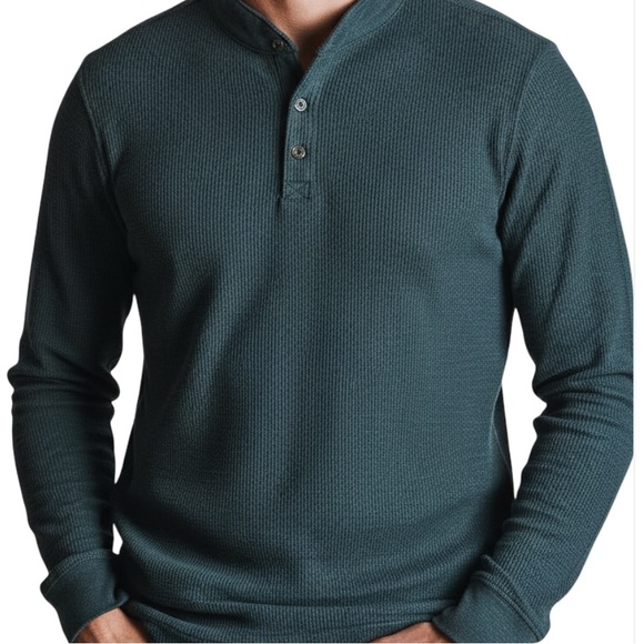 Men's Tall faux shearling lined thermal Henley - Picture 1 of 3